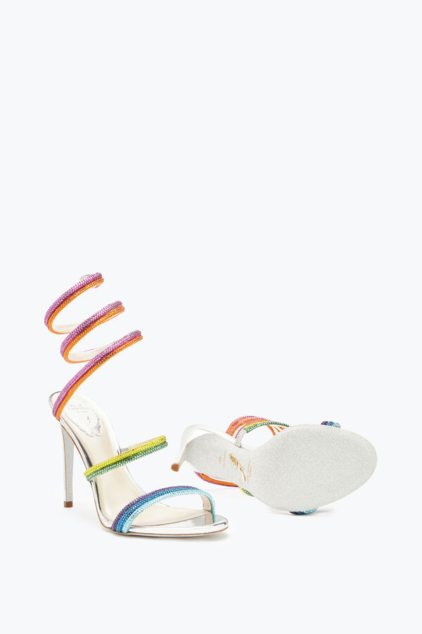 Rainbow Silver Sandal With Multicolored Crystals 105