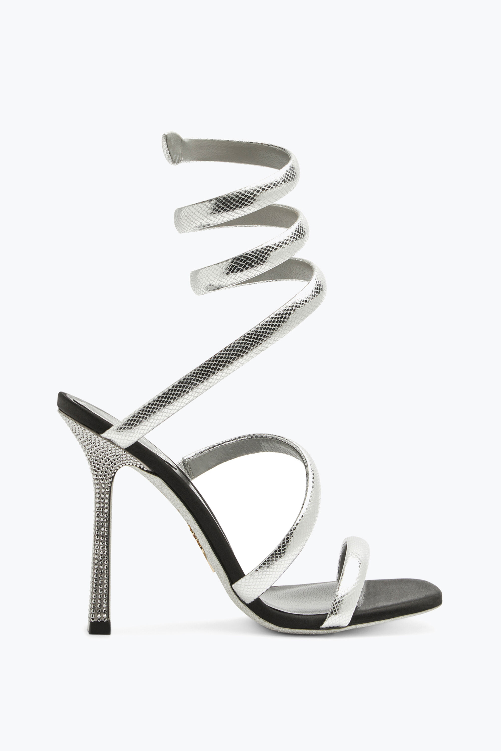 Jeweled Cleopatra Silver Black Sandal 105 Rene Caovilla