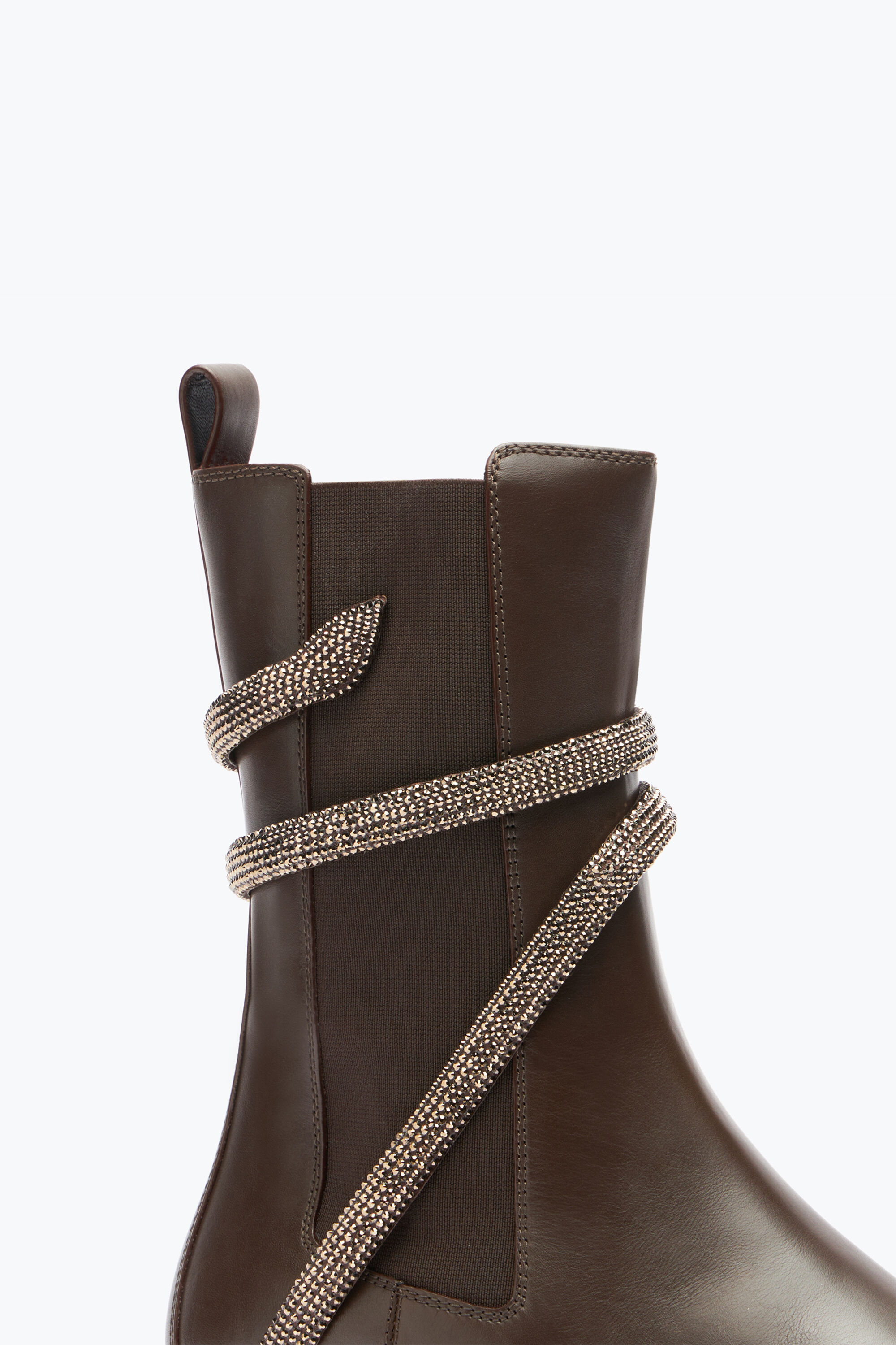 Jeweled Cleo Crystal Chestnut Brown Bootie 25 Rene Caovilla