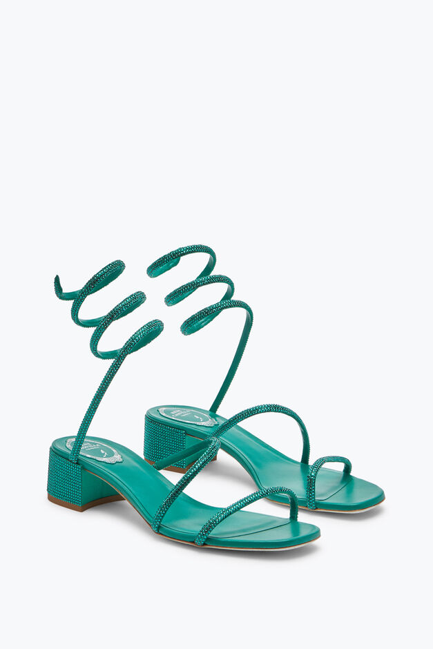 Cleo Crystal Emerald Green Sandal 35