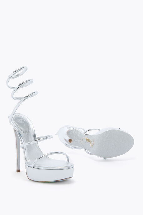 CLEO METALLIC SILVER PLATFORM SANDAL 130