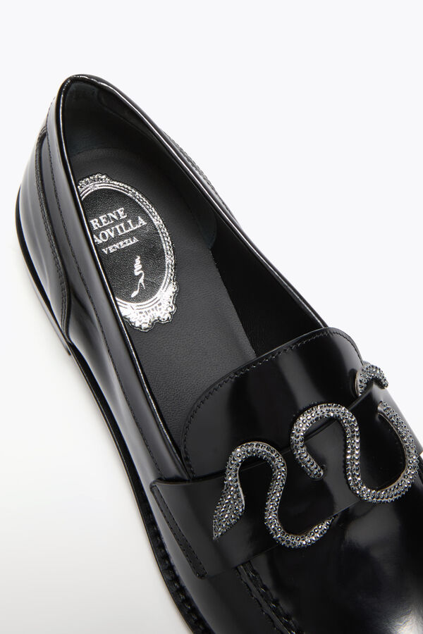 Mocassin Morgana Noir avec Cristal Mat Noir 20