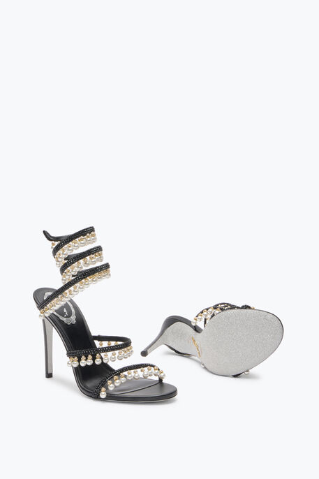 CHANDELIER BLACK SANDAL WITH PEARLS 105 CHANDELIER BLACK SANDAL WITH PEARLS 105