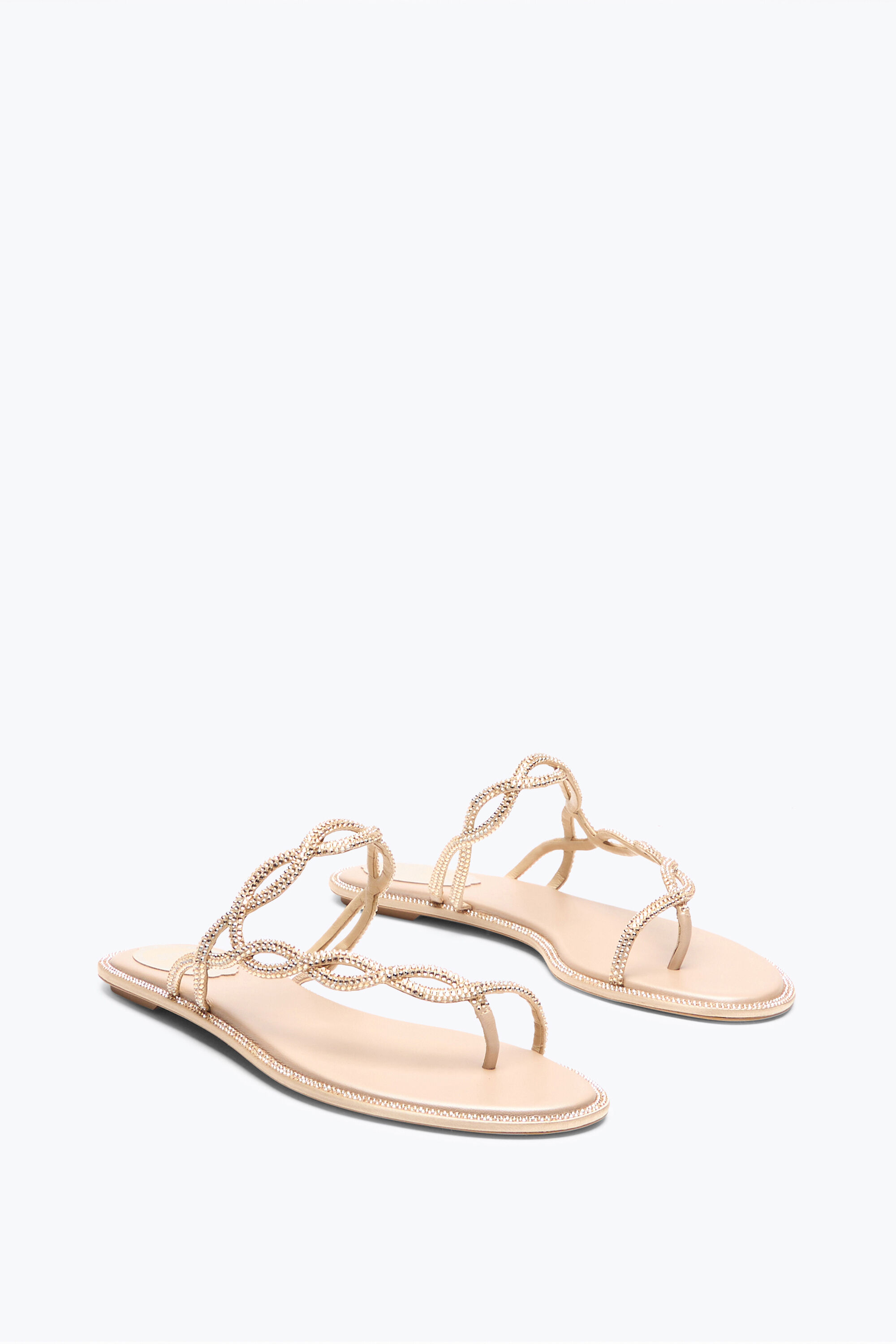 【関税込み】RENE CAOVILLA BRAID' SANDALS Jeweled BRAID NUDE FLAT SANDAL 10 | Rene Caovilla®