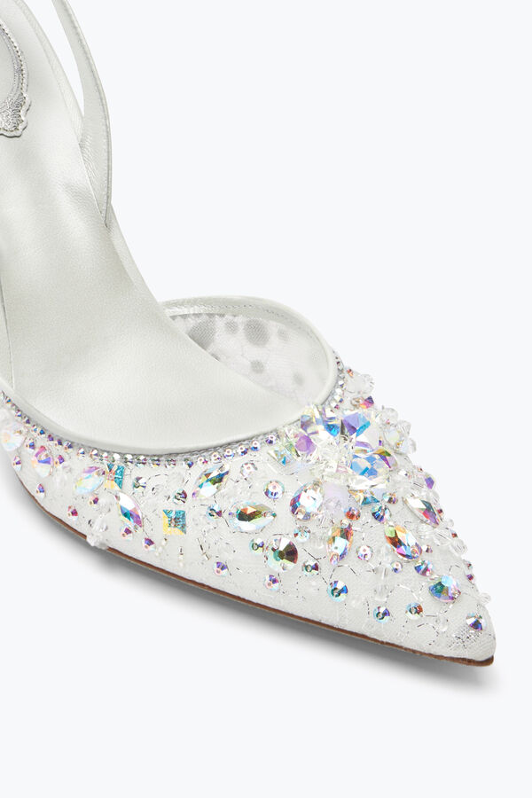 Cinderella 白色水晶后系带鞋 80