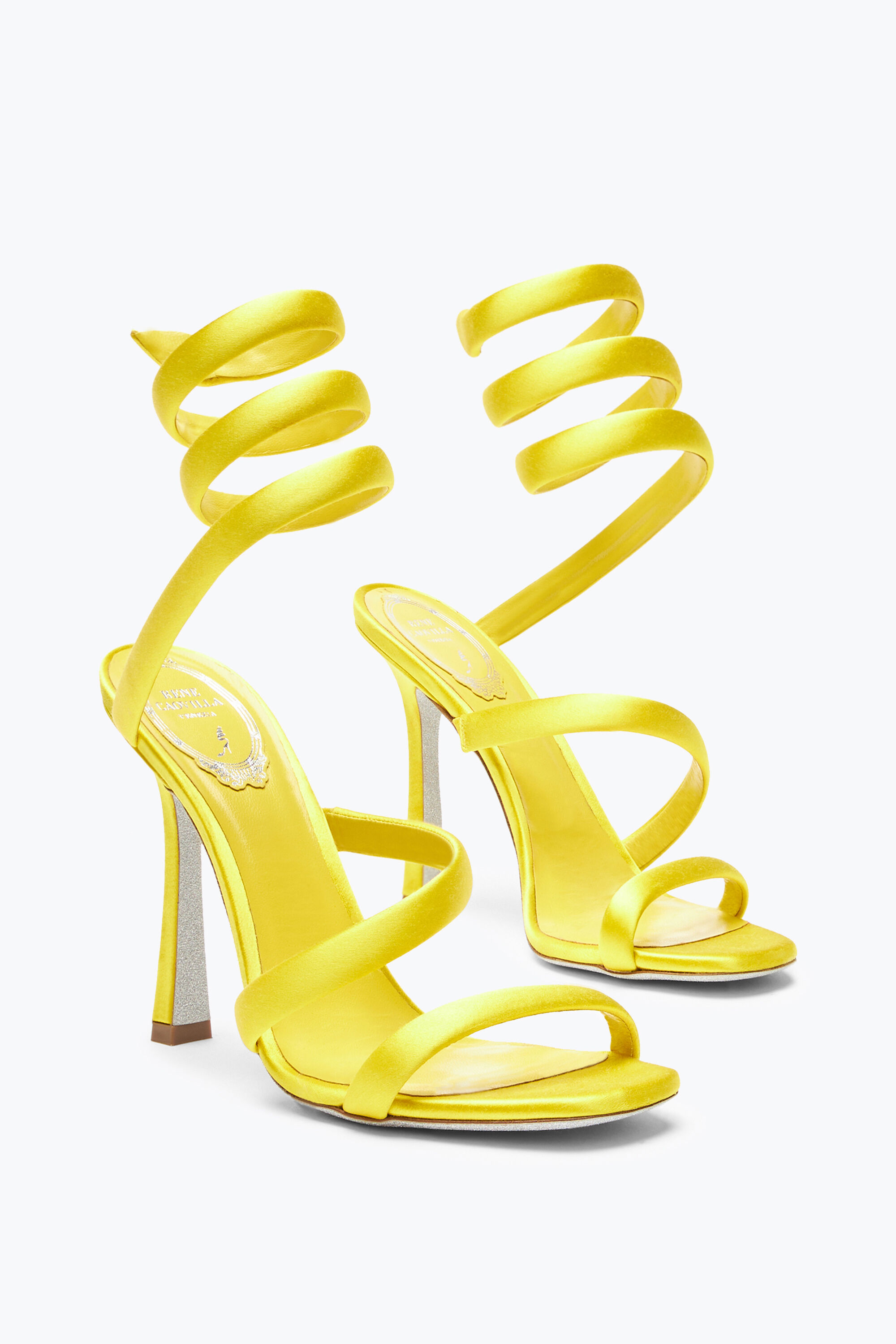 Yellow satin sandals hot sale