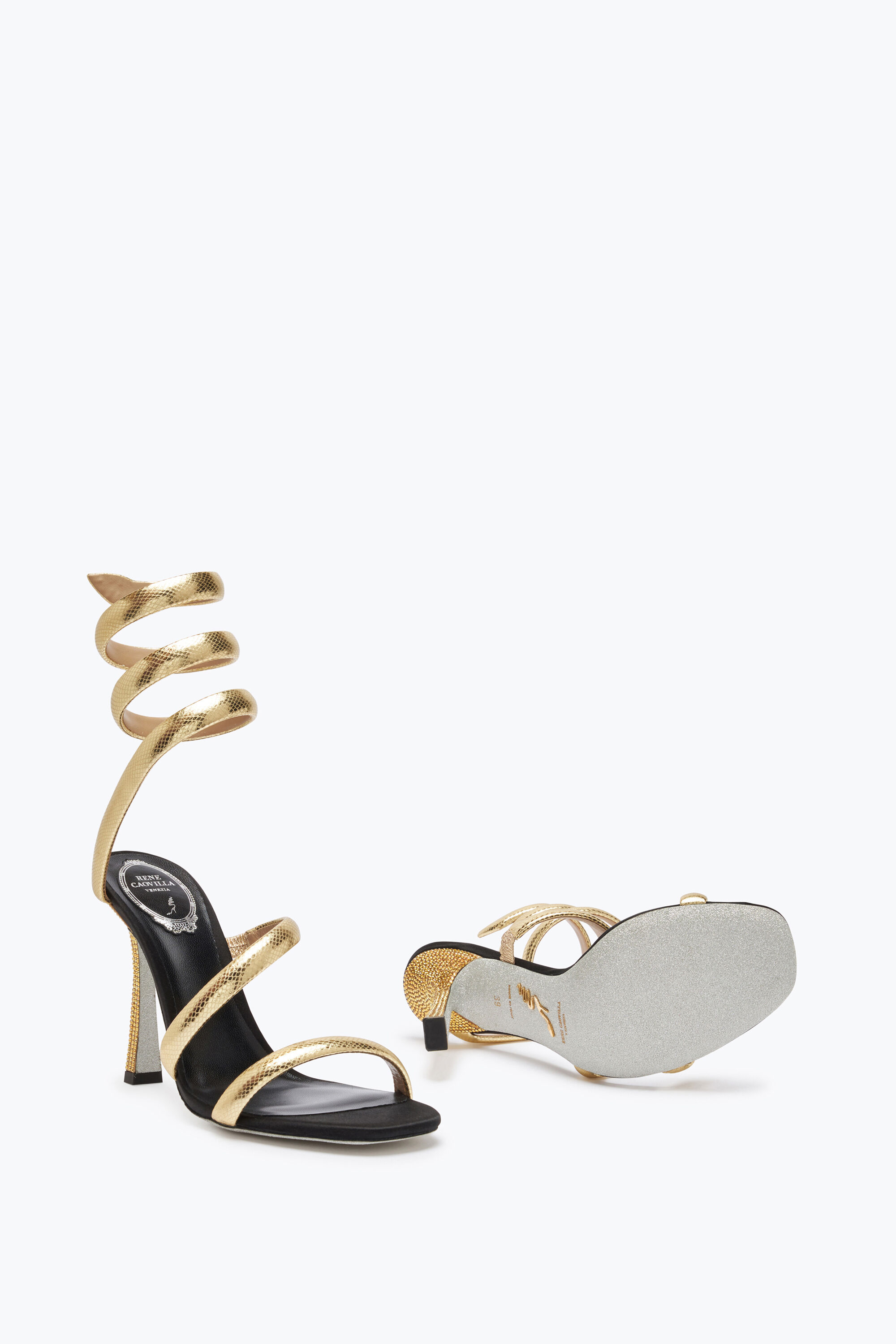 Cleopatra Black Gold Sandal 105 Sandals in Gold for Women Rene