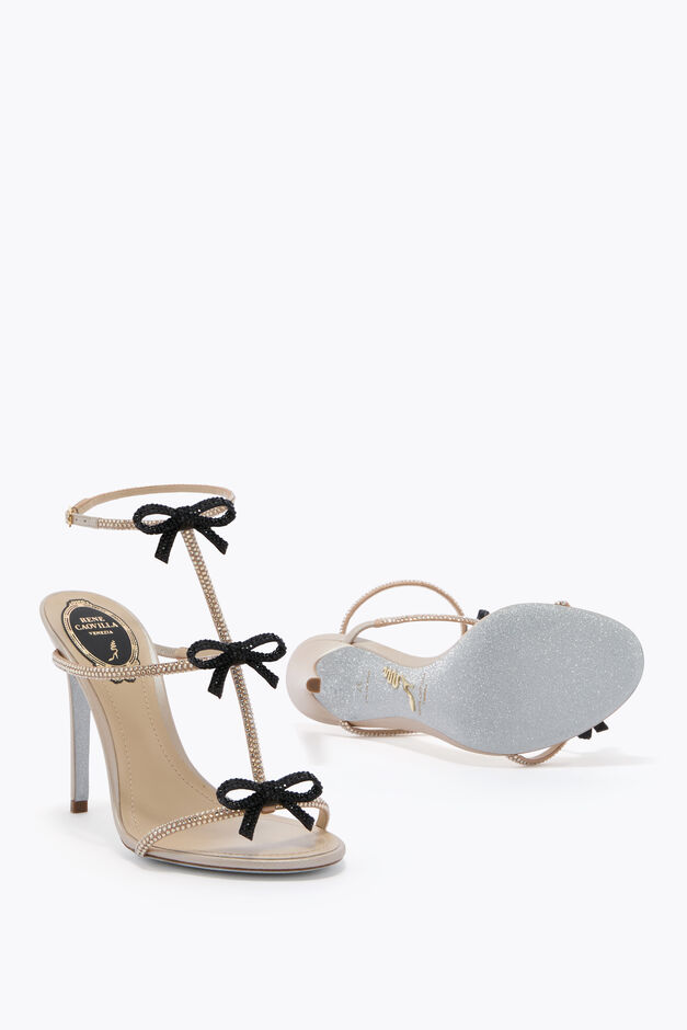 CATERINA BEIGE SATIN/GOLDEN SHADOW-JET STRAS SANDAL