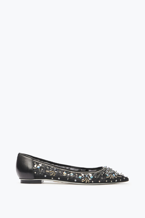 Cinderella 黑色和银色芭蕾平底鞋 10