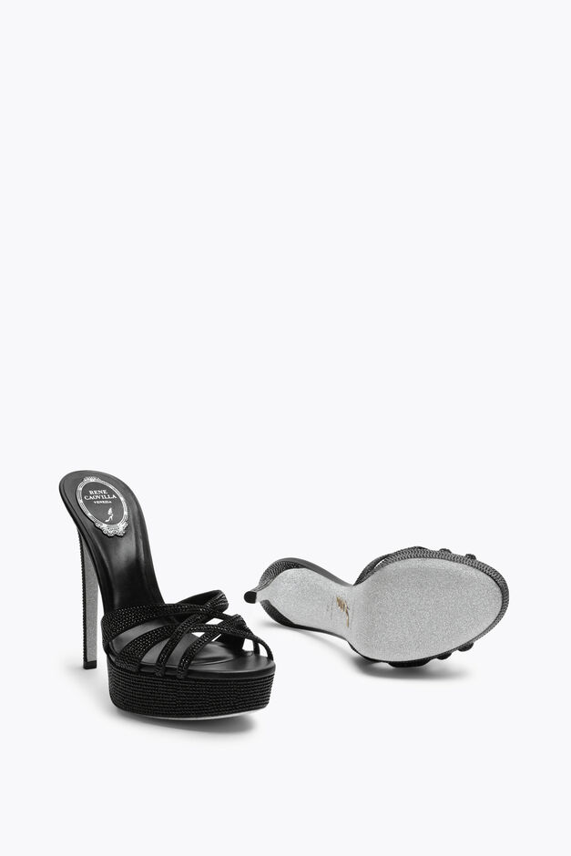 Dania Black Platform Slider Sandal 130 Dania Black Platform Slider Sandal 130