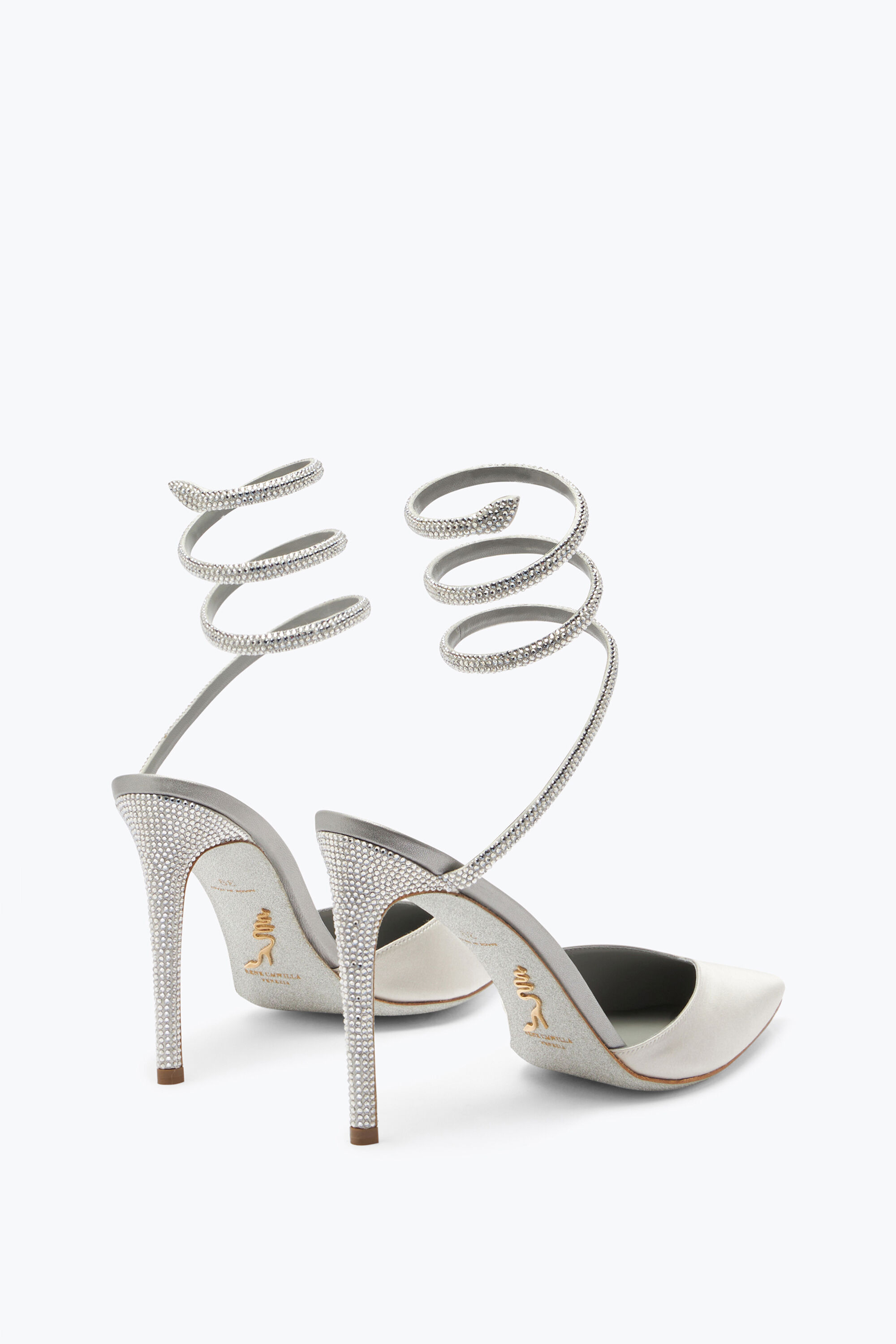 Jeweled Cleo Crystal Gray Open Back Pump 105 Rene Caovilla