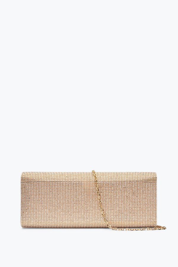 Zafira Gold Clutch With All-Over Crystals