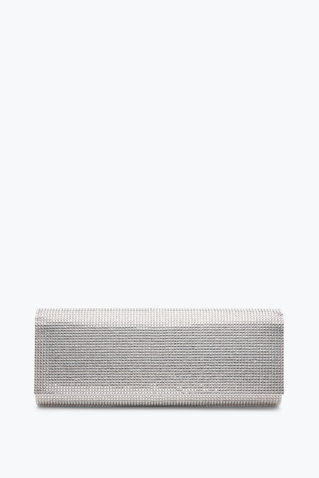 Zafira Silver Clutch With All-Over Crystals Zafira Silver Clutch With All-Over Crystals