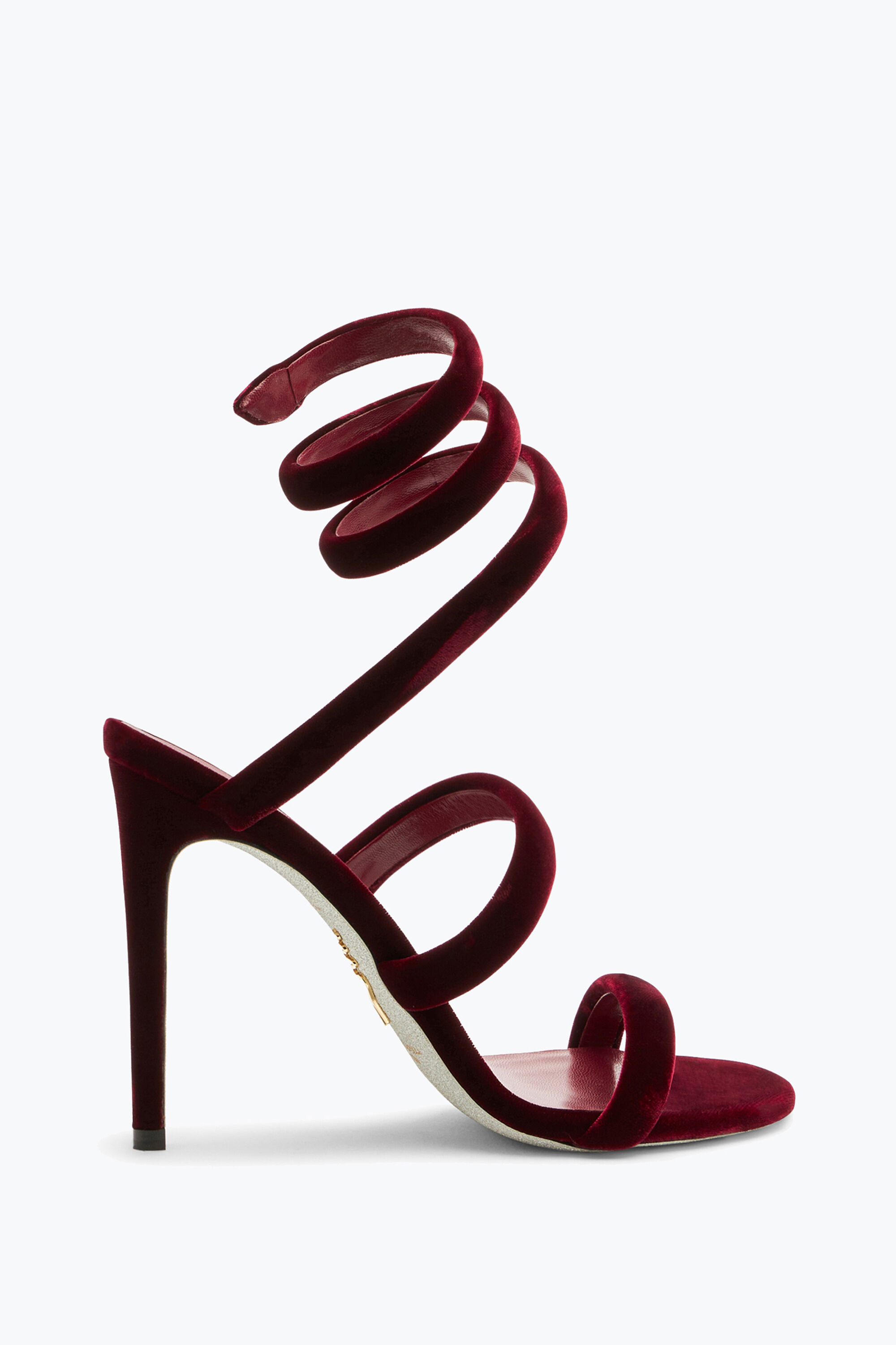 Jeweled Cleo Velvet Ruby Red Sandal 105 Rene Caovilla