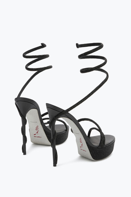 Sandalette Mit Plateausohle Margot Schwarz Mit Kristallen 130