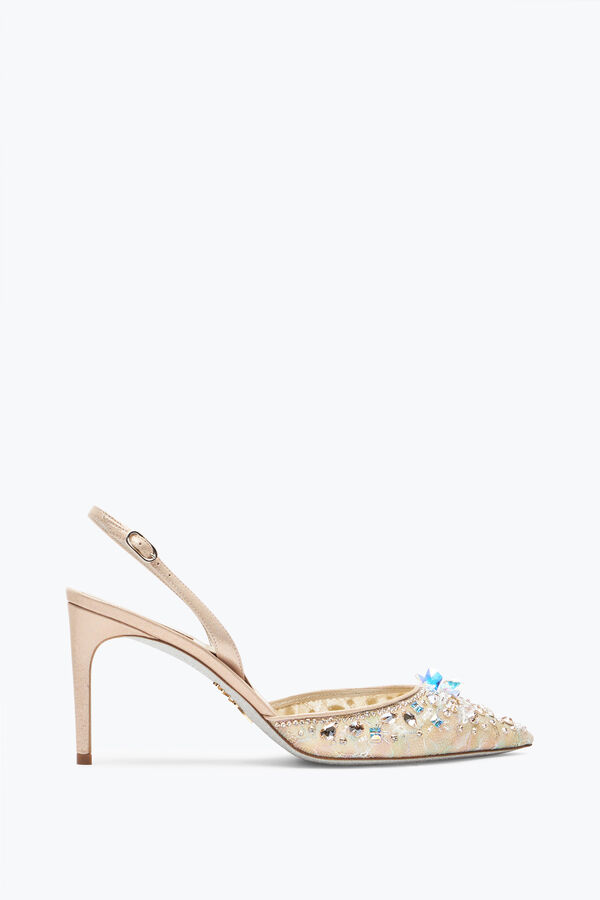 Cinderella Slingback 80 in Honig mit Kristallen