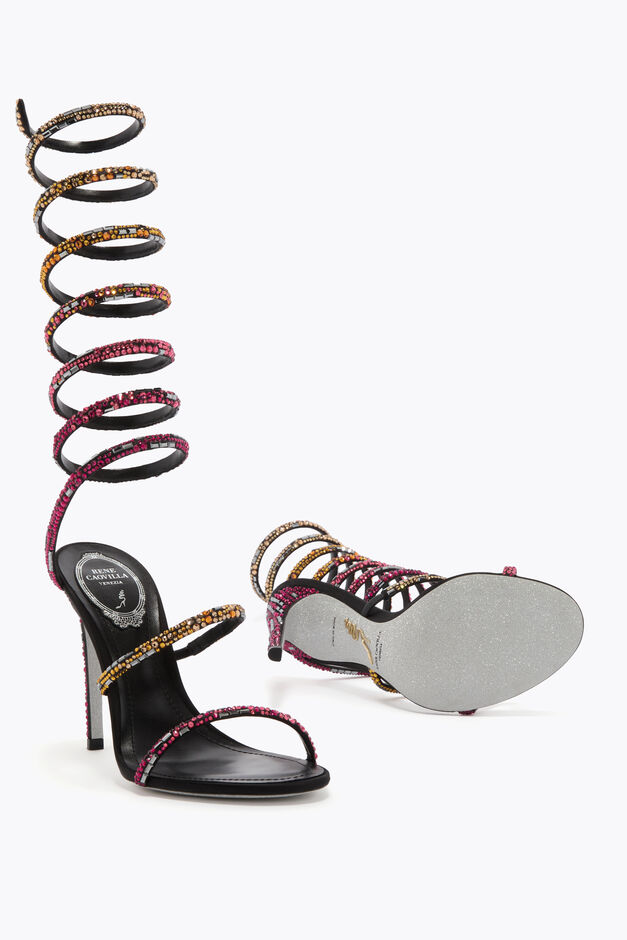 SUPER CLEO BLACK SANDAL WITH SWAROVSKI CRYSTALS 105