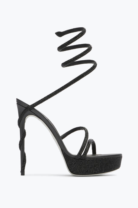 Sandalette Mit Plateausohle Margot Schwarz Mit Kristallen 130