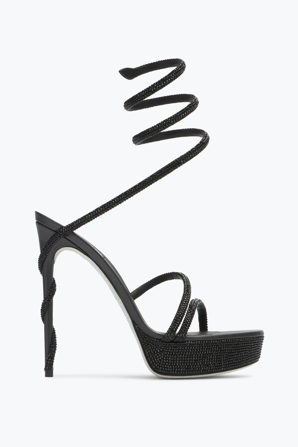 Sandalo Con Plateau Margot Nero Con Cristalli 130