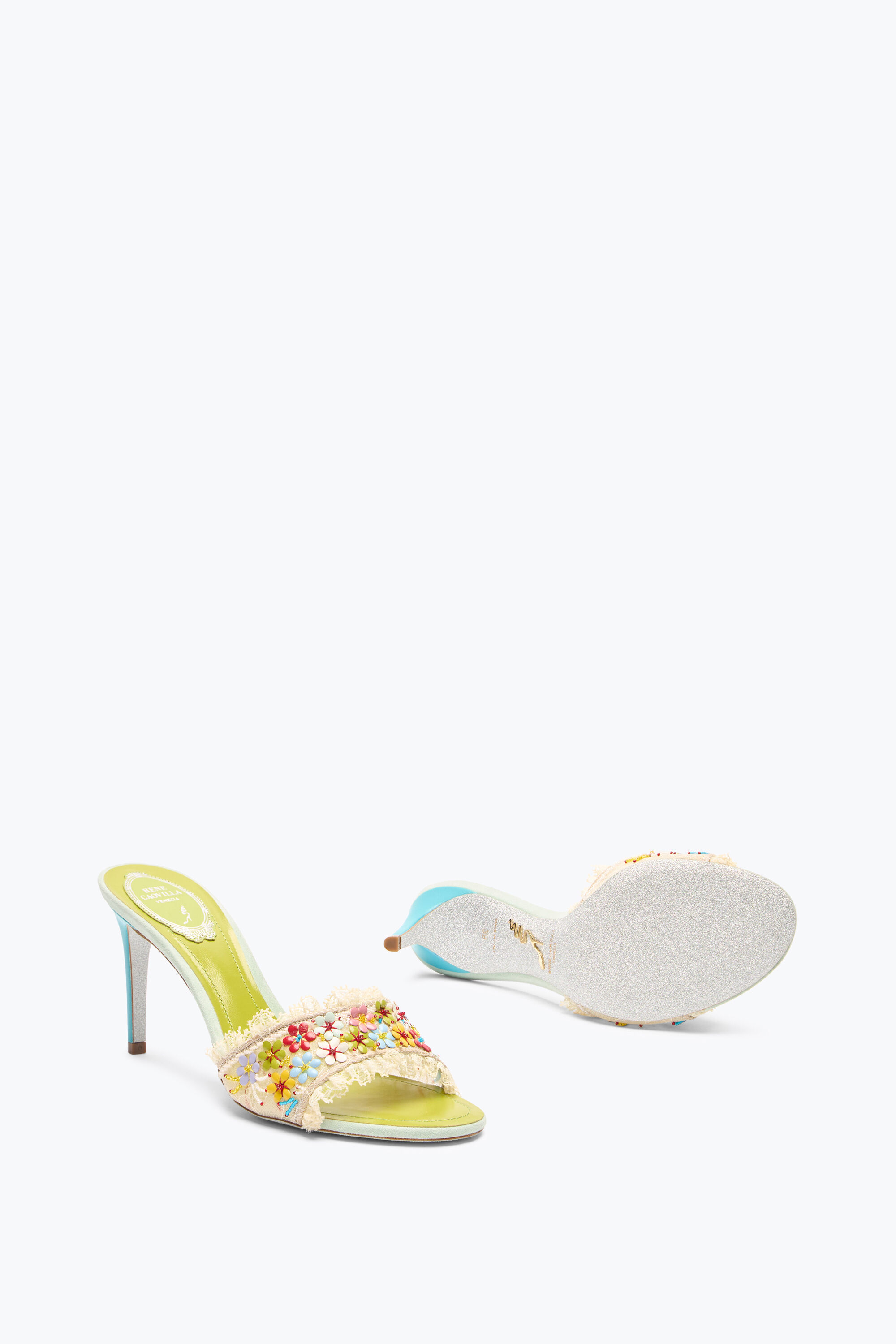 Jeweled BLOOM SLIDER SANDAL 80 | Rene Caovilla®