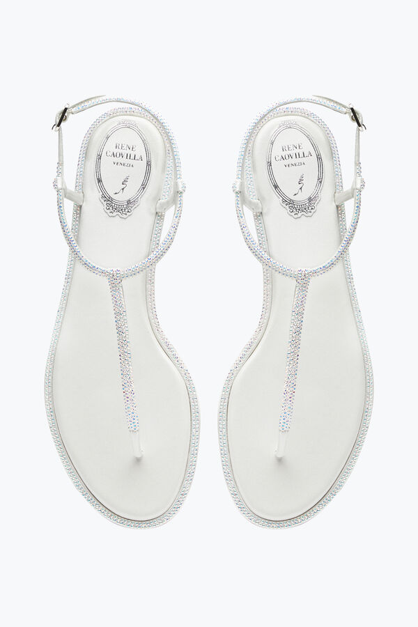 Diana White Sandal With Crystals 10