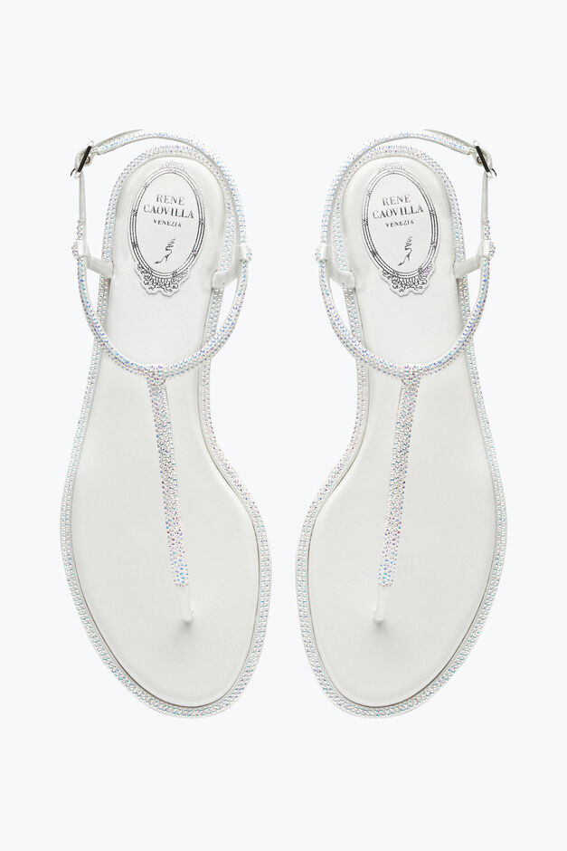 DIANA WHITE SANDAL WITH CRYSTALS 10 DIANA WHITE SANDAL WITH CRYSTALS 10