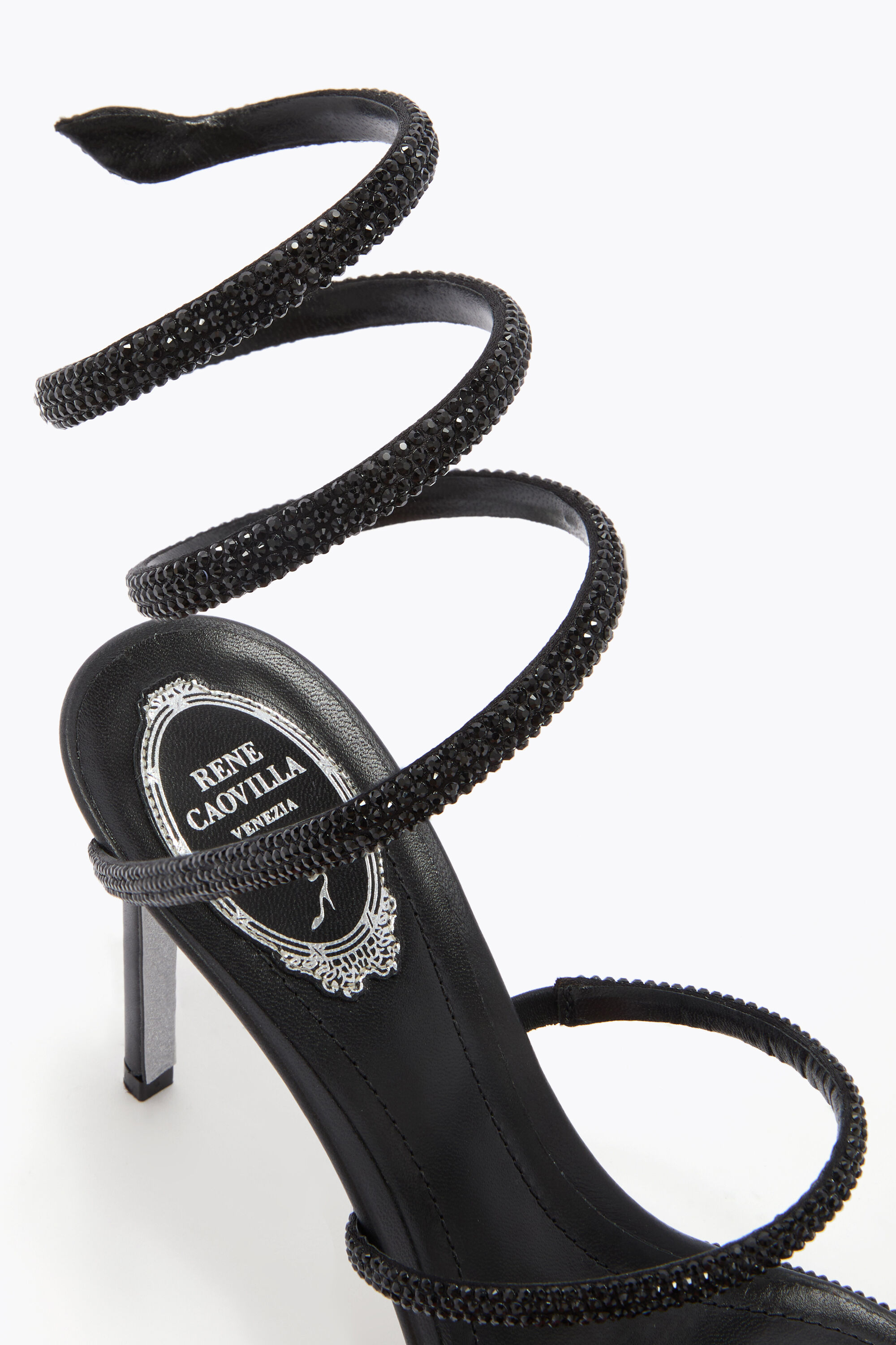 cleo.  Jeweled CLEO BLACK SANDAL 105 | Rene Caovilla®