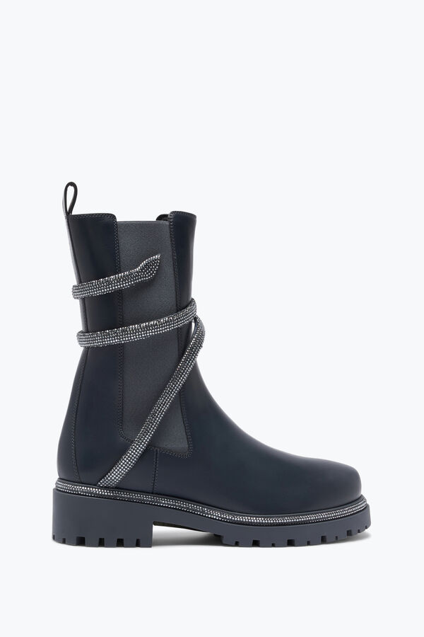 Bota Cleo Gris Con Cristales Plateados 25