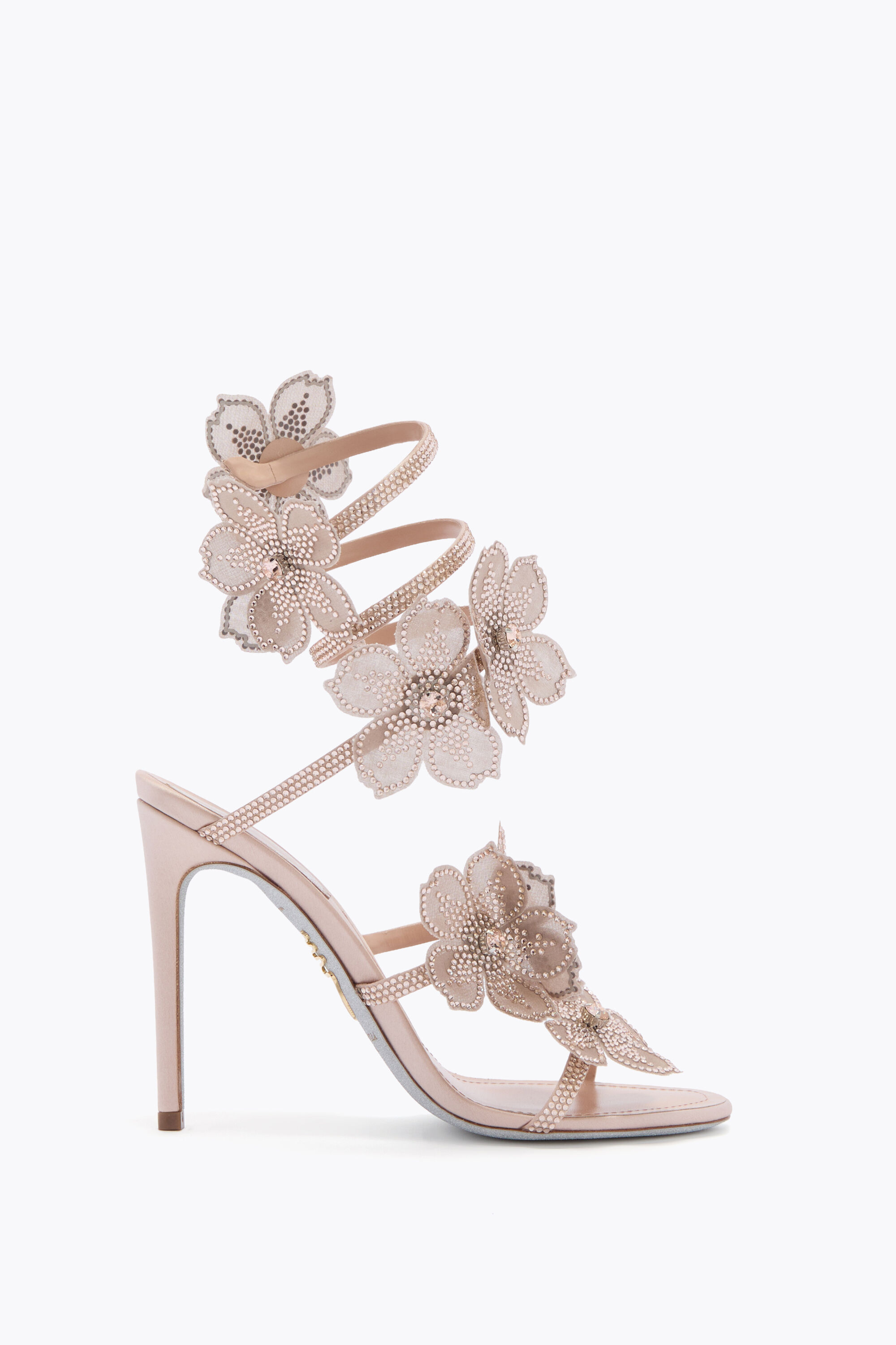 Jeweled PEACH FLOWER BLUSH PINK SANDAL 105 | Rene Caovilla®