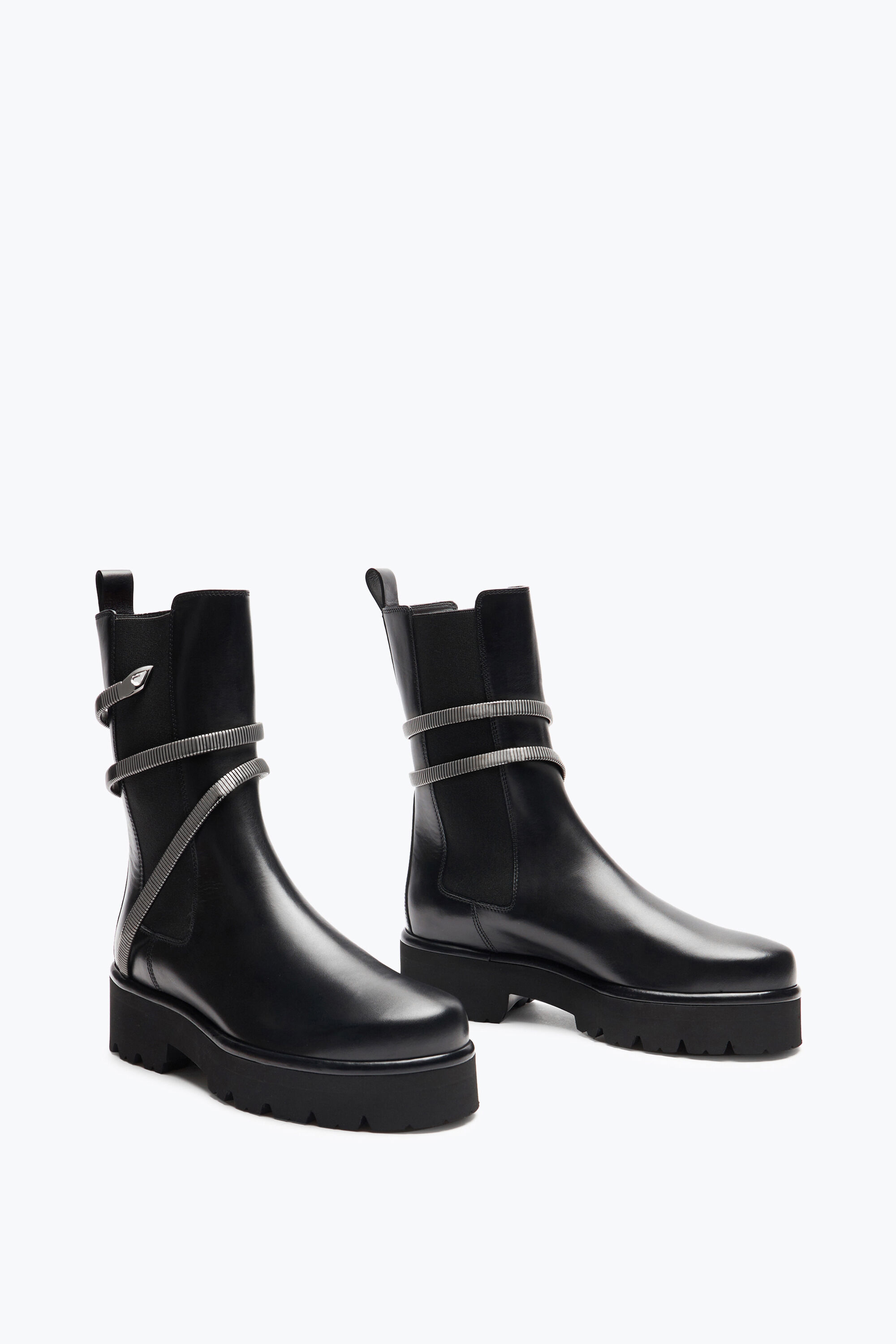 RENE CAOVILLA　レザーロングブーツ　37.5 黒 RG381 Jeweled JUNIPER BIKER | Rene Caovilla®