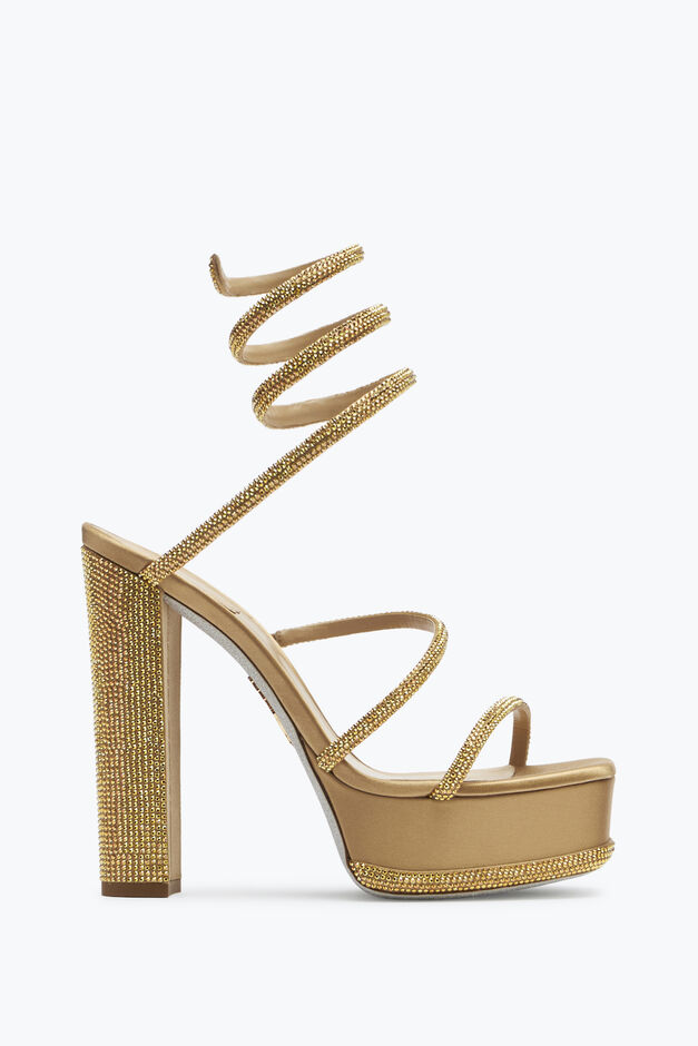 Cleo Crystal Gold Platform Sandal 130