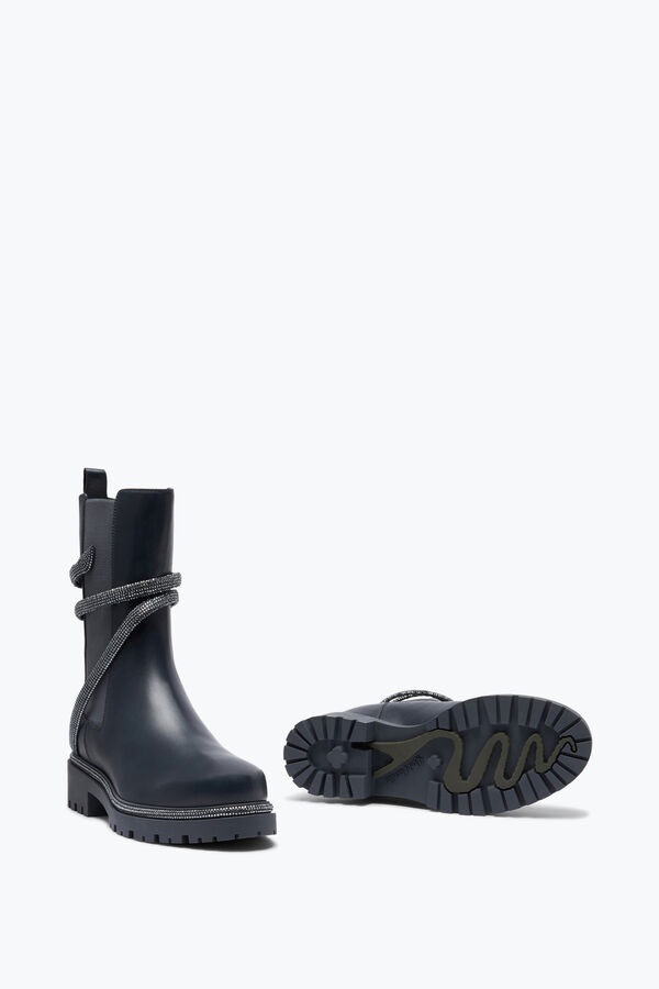 Bota Cleo Gris Con Cristales Plateados 25