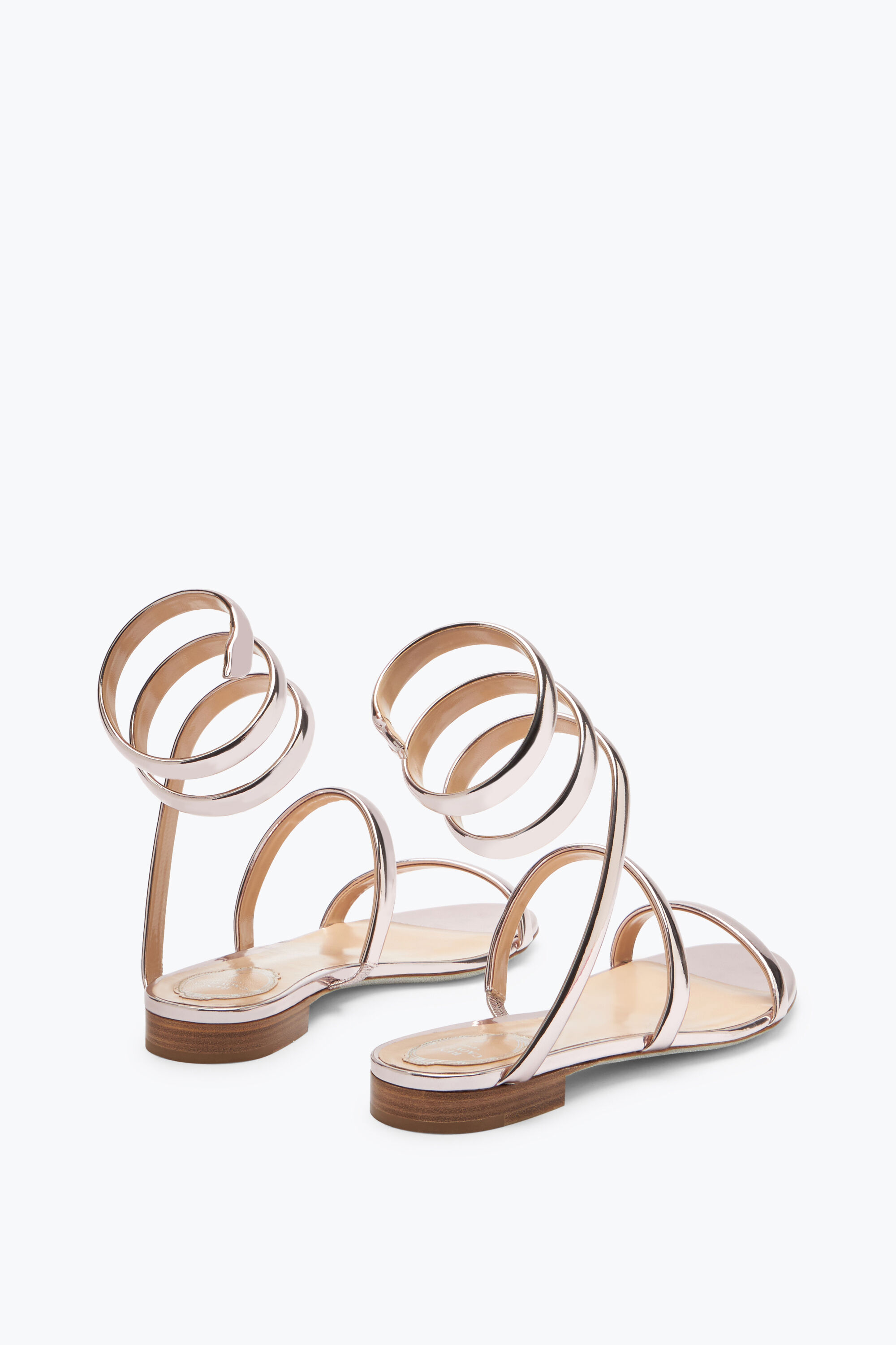 Chaussures plates Sandale plate Cleo or rose a effet miroir 10 en Or rose pour Femme Rene Caovilla