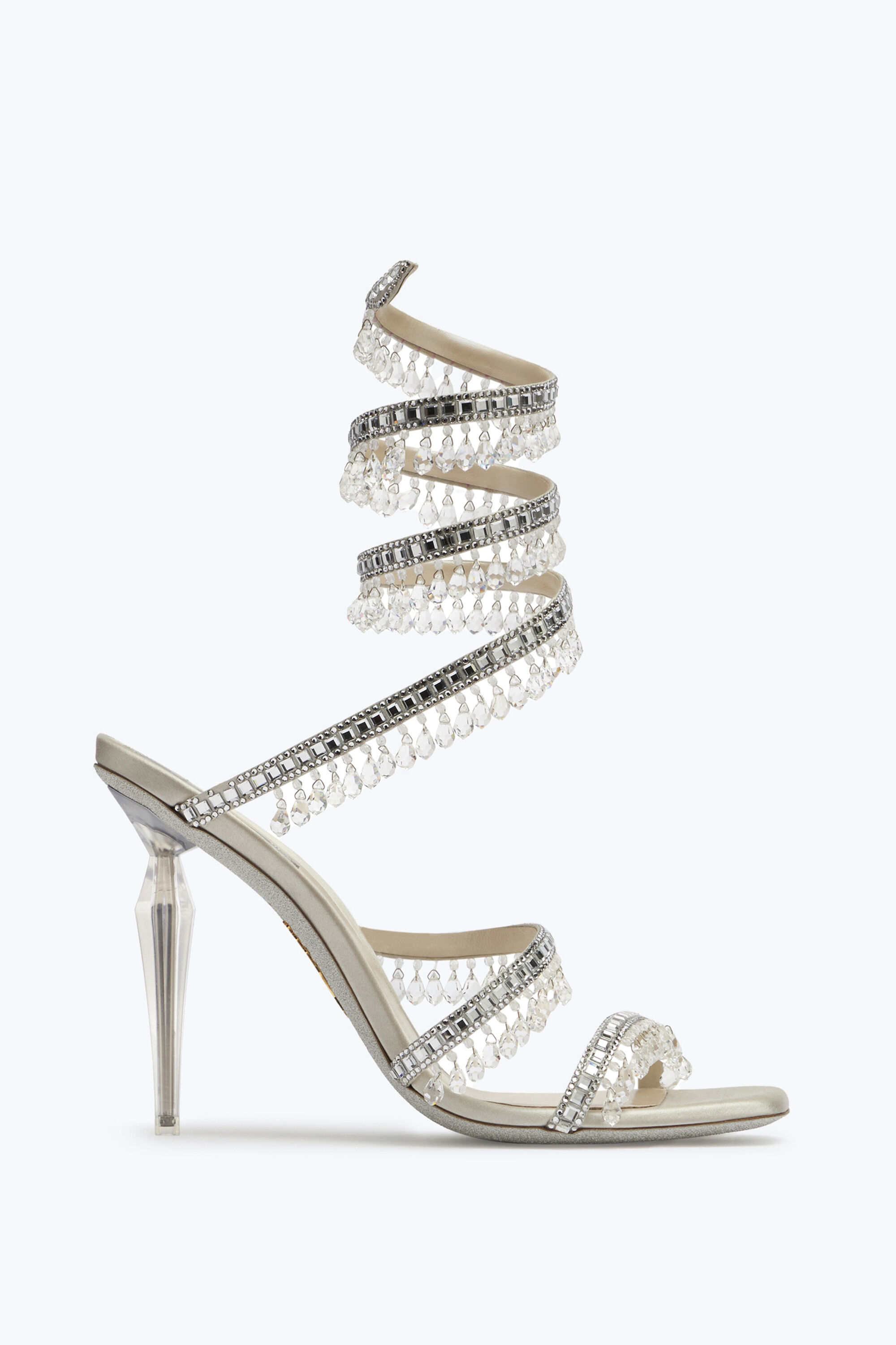 Jeweled Chandelier Crystal Pearl Gray Sandal 105 Rene Caovilla