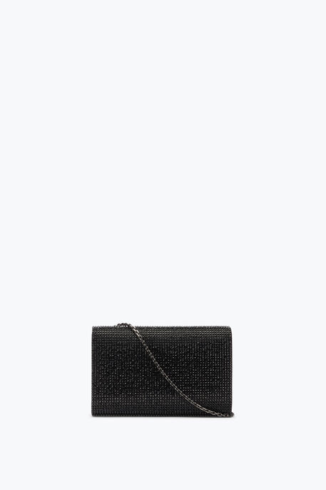 Aida Black Clutch With All-Over Crystals Aida Black Clutch With All-Over Crystals