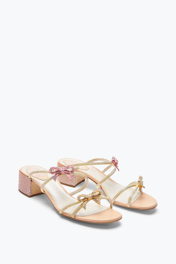 Caterina Peach Slider Sandal With Crystals 40