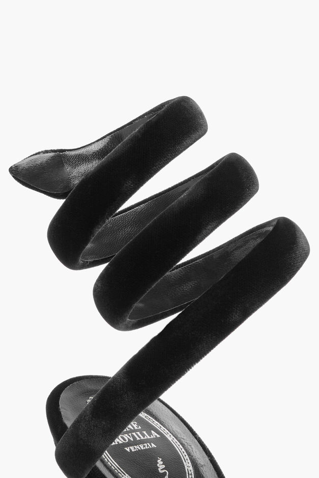 Cleo Black Velvet Sandal 80