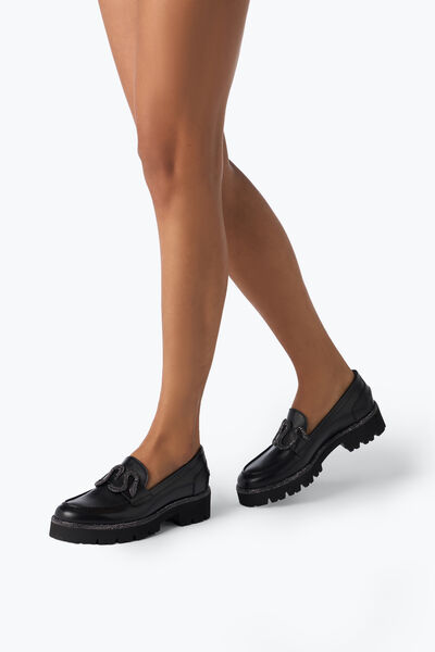 Jeweled Morgana Black Chunky Loafer With Rhinestones 25 | Rene