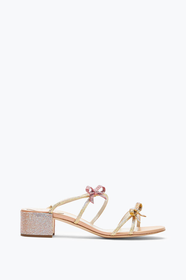 Caterina Peach Slider Sandal With Crystals 40