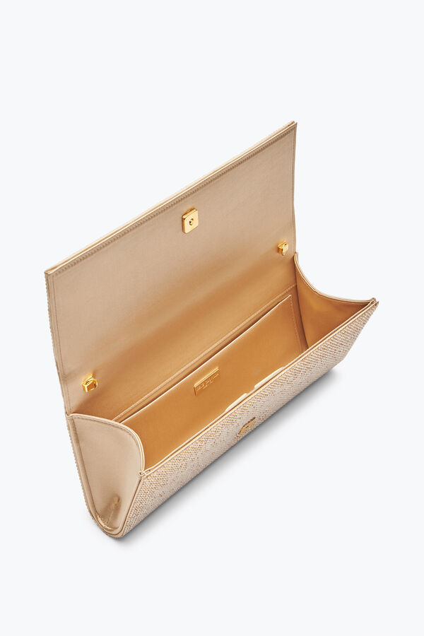 Zafira Gold Clutch With All-Over Crystals