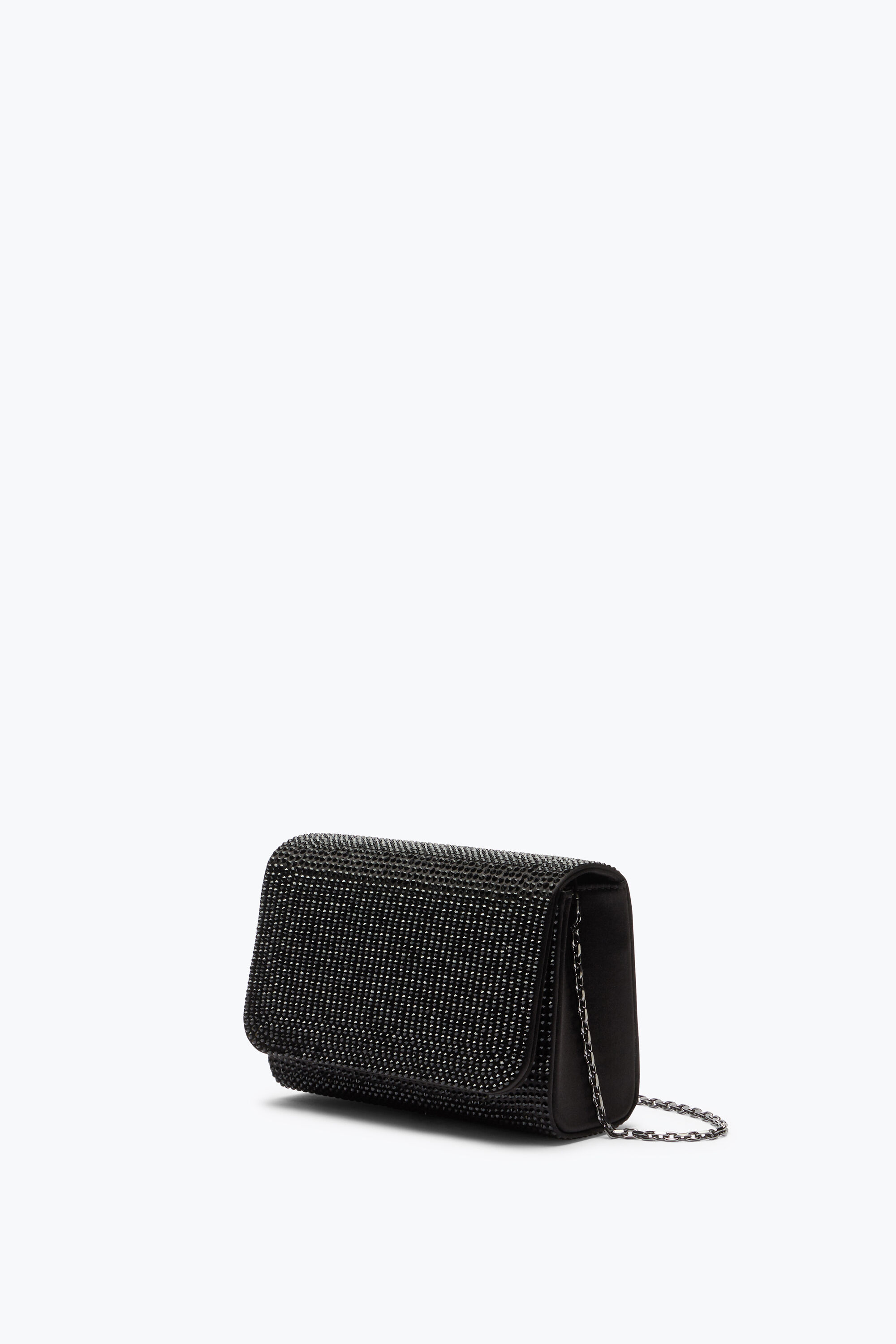 Aperitivo Clutch in Black Satin with Swarovski Studded Crystals