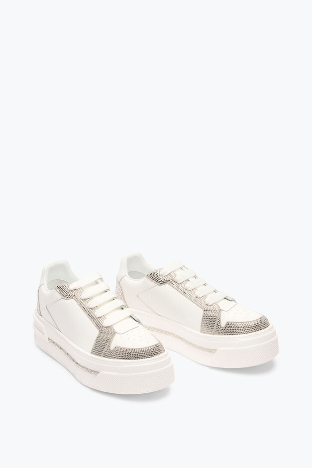XTRA WHITE-SILVER SNEAKER WITH CRYSTALS 50 XTRA WHITE-SILVER SNEAKER WITH CRYSTALS 50