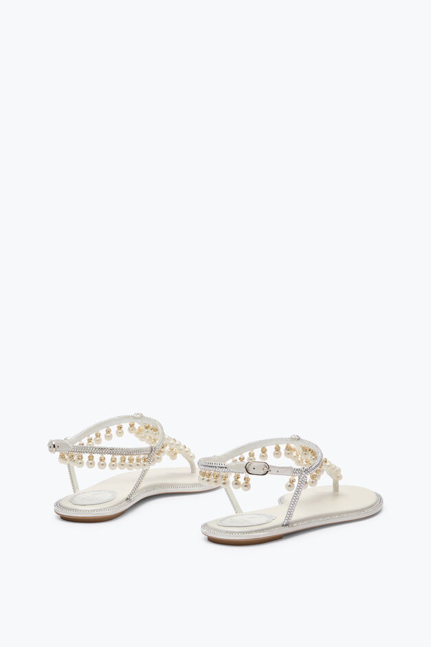 DIANA WHITE SANDAL WITH PEARLS 10 DIANA WHITE SANDAL WITH PEARLS 10