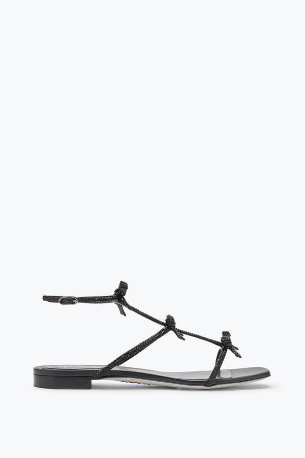 Caterina Black Flat Sandal 10