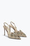 Goldfarbene, Dekorierte Slingpumps Veneziana