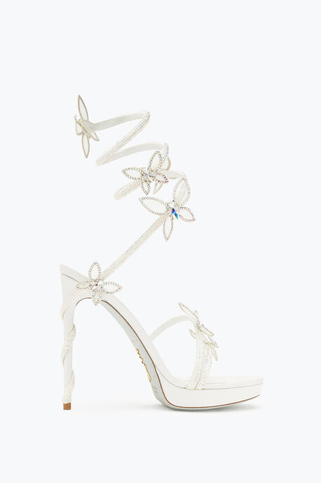 Sandalo Con Plateau Margot Bianco Con Cristalli 120 Sandalo Con Plateau Margot Bianco Con Cristalli 120