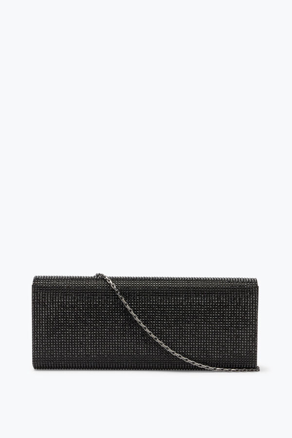 Pochette Zafira noire avec cristaux all-over