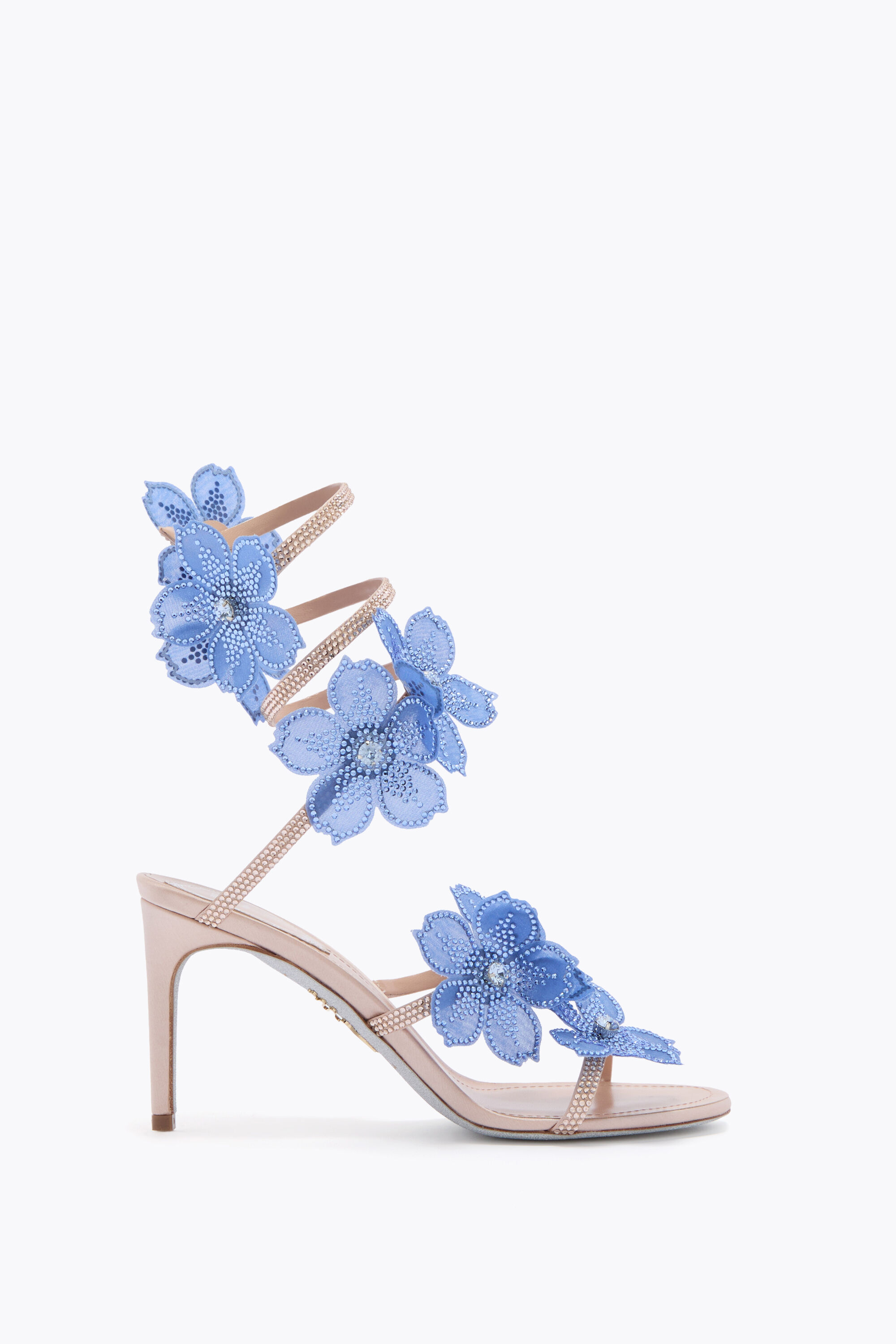 Jeweled PEACH FLOWER BLUSH PINK AND BLUE SANDAL 80 | Rene Caovilla®