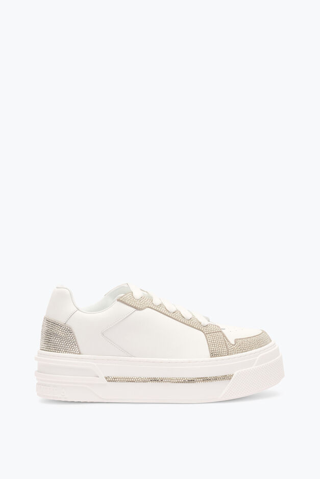 XTRA WHITE-SILVER SNEAKER WITH CRYSTALS 50 XTRA WHITE-SILVER SNEAKER WITH CRYSTALS 50