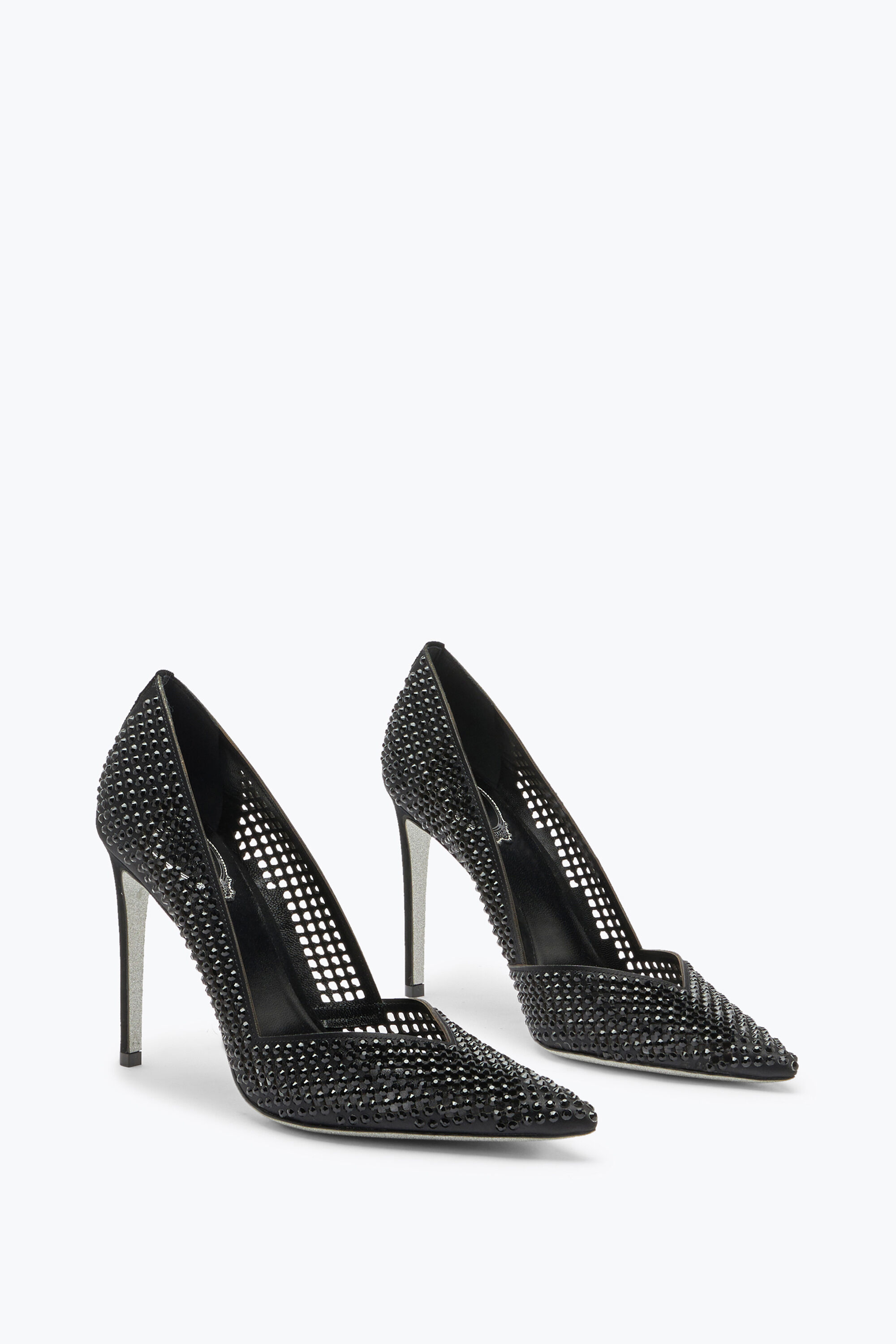 Crystal black heels sales